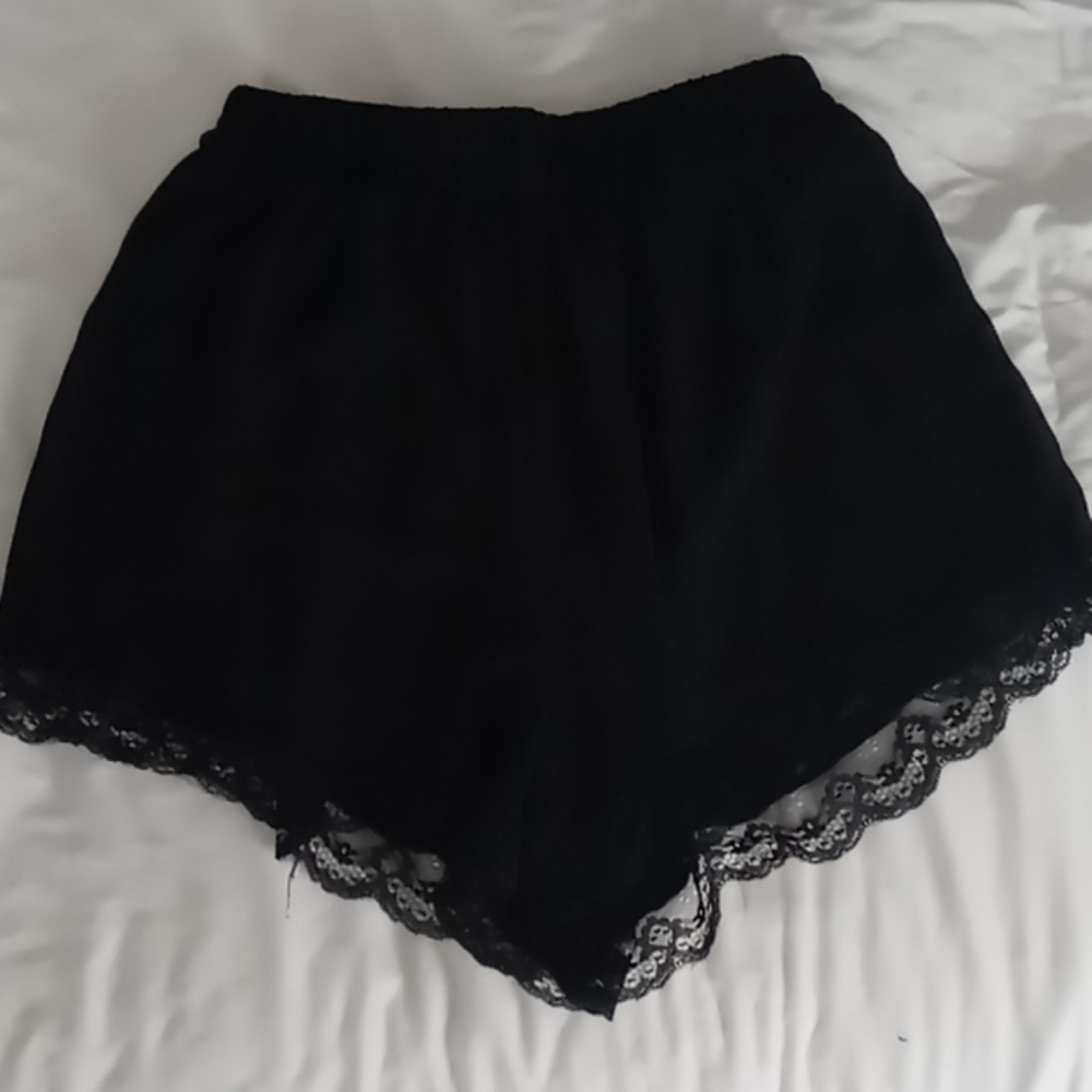 Lush black, high-waisted, dressy shorts